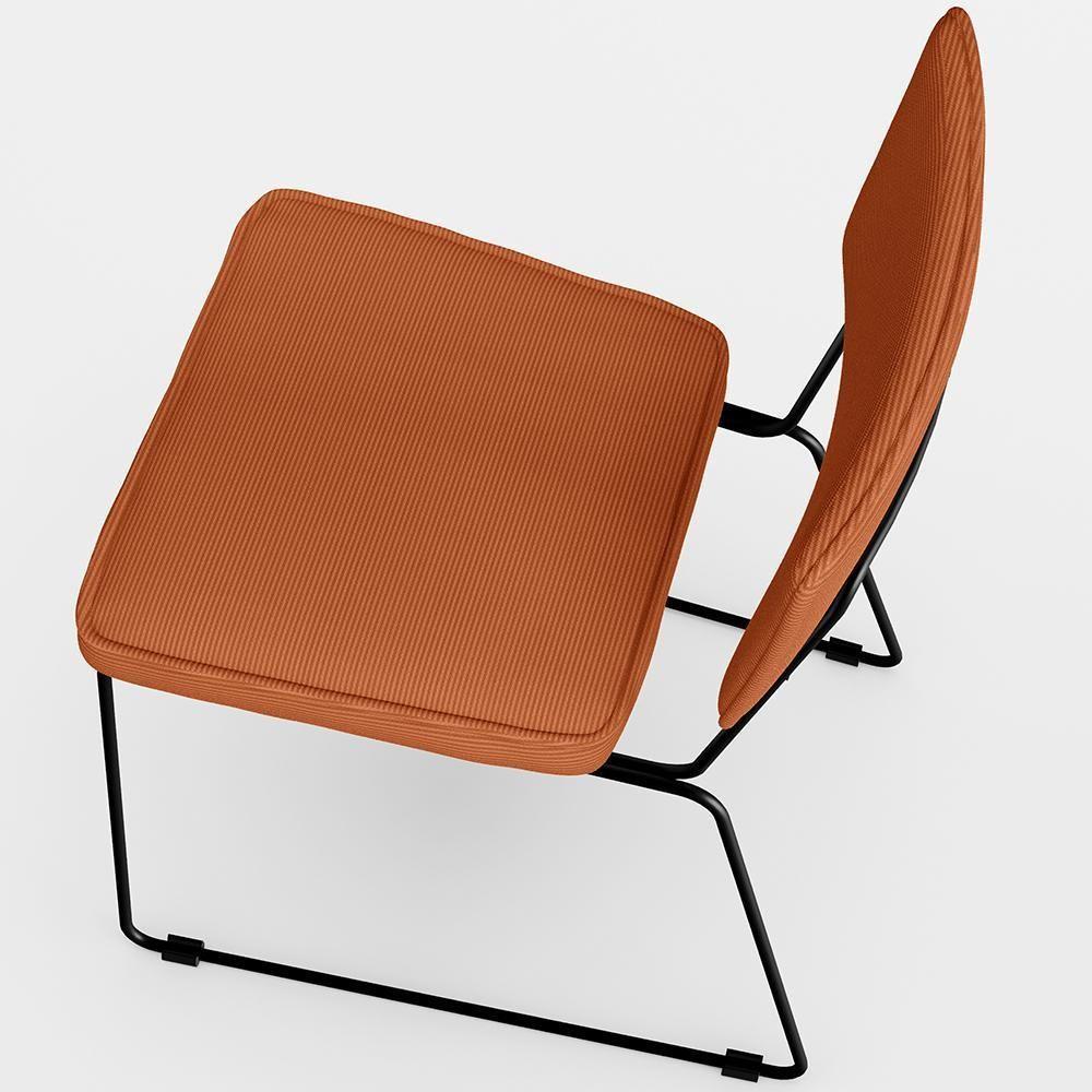 Cadeira Decorativa Estofada Para Sala De Jantar Base Em Aço Allana L02 Tecido Terracota - 5