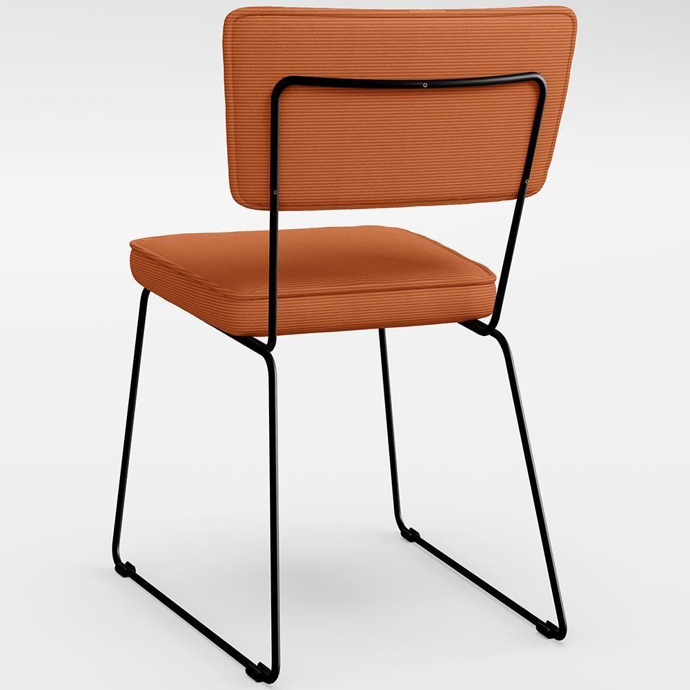Cadeira Decorativa Estofada Para Sala De Jantar Base Em Aço Allana L02 Tecido Terracota - 8