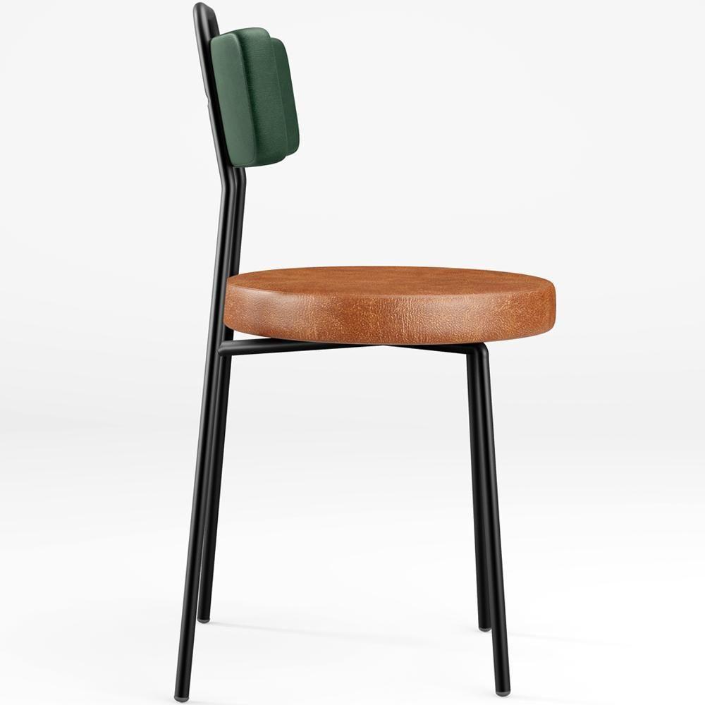 Cadeira Decorativa Estofada Sala Jantar Barcelona L02 Facto Verde Musgo Couríssimo Camel - 7