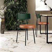 Cadeira Decorativa Estofada Sala Jantar Barcelona L02 Facto Verde Musgo Couríssimo Camel - 3