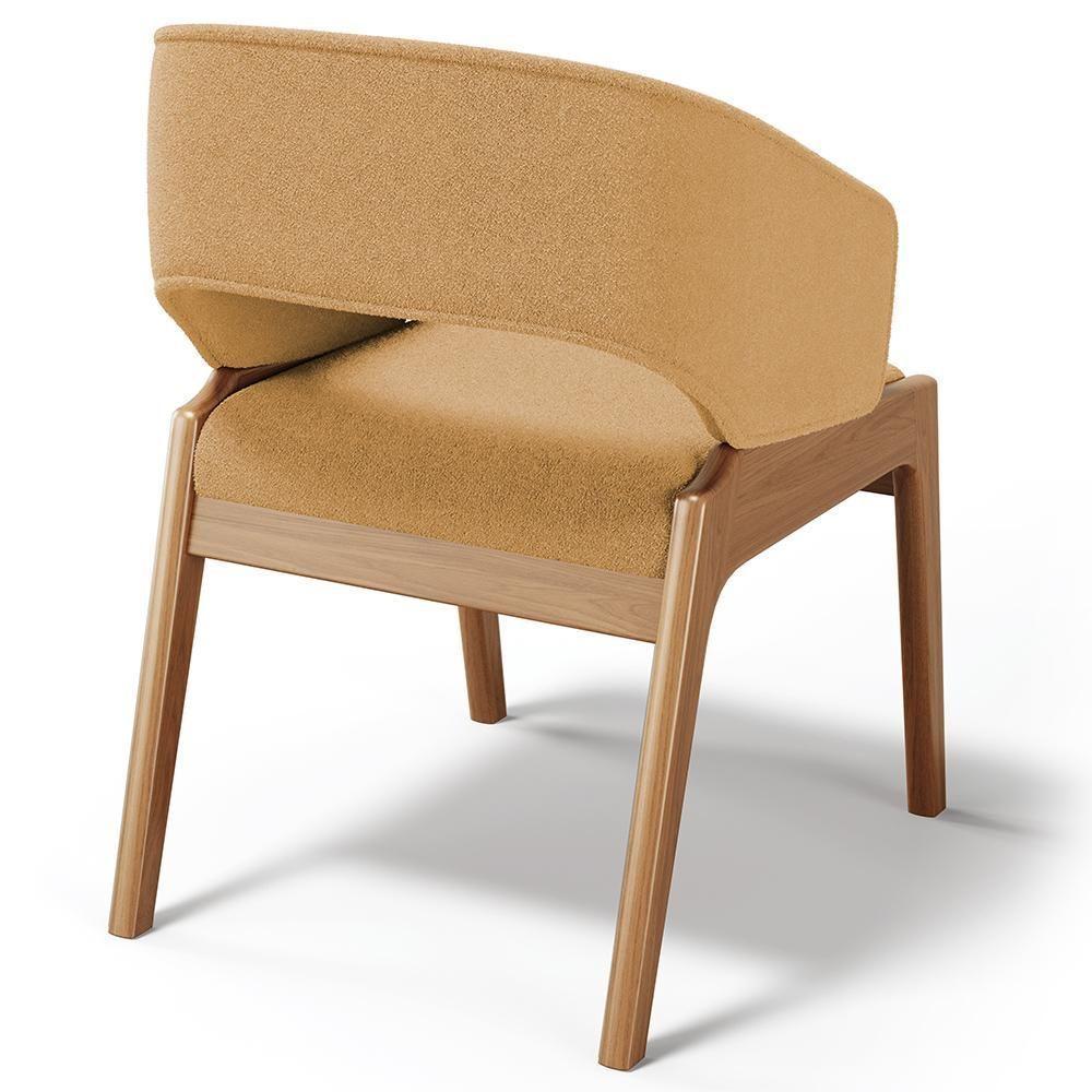 Kit 03 Cadeiras De Jantar E Estar Living Estofada Lince L02 Bouclê Mostarda - 2