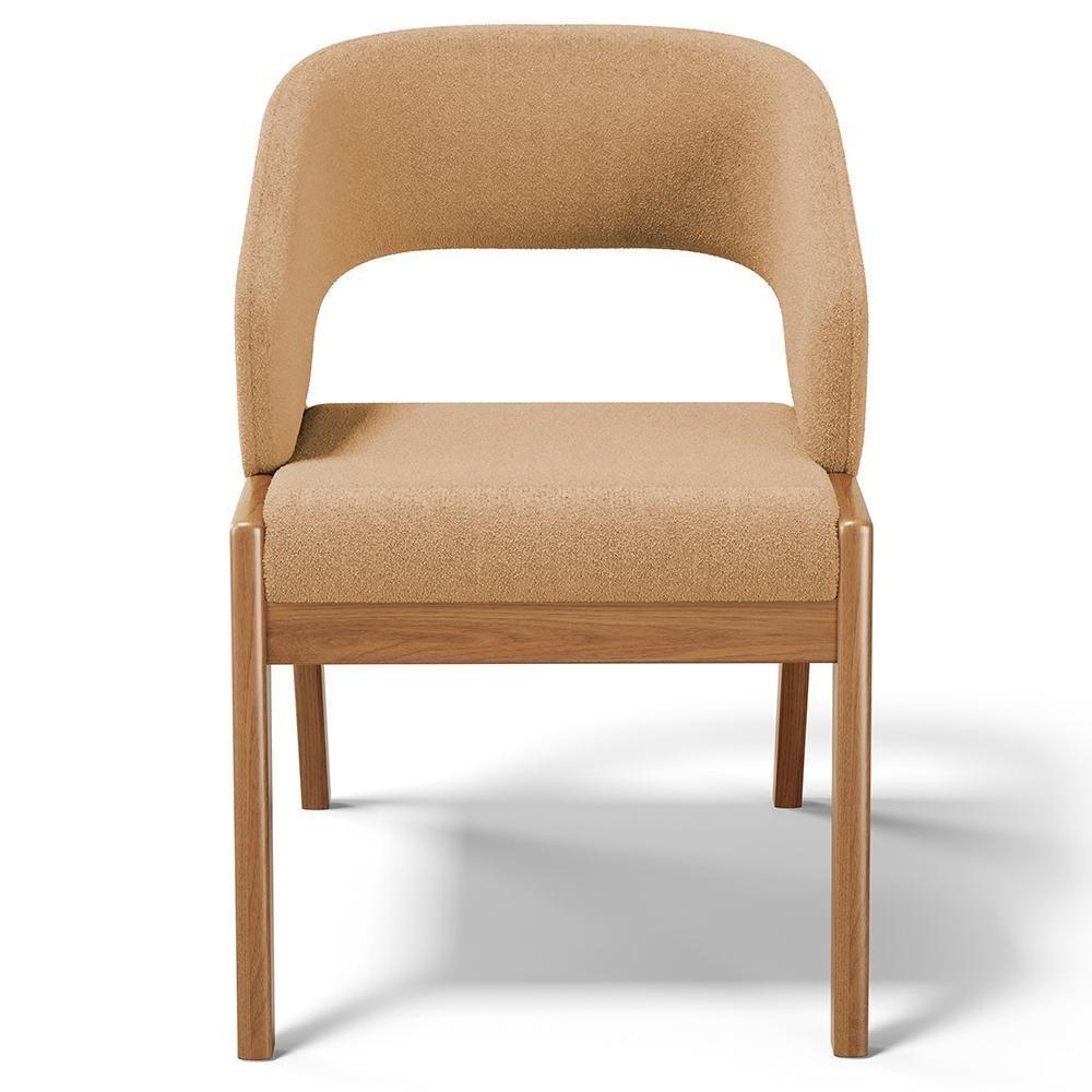 Kit 03 Cadeiras De Jantar E Estar Living Estofada Lince L02 Bouclê Mostarda - 5