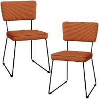 Kit 02 Cadeiras Decorativas Estofada Base De Aço Allana L02 Tecido Terracota - 1