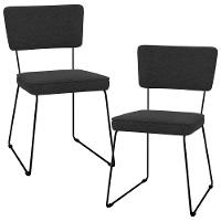 Kit 02 Cadeiras Decorativas Estofada Base De Aço Allana L02 Bouclê Preto - 1