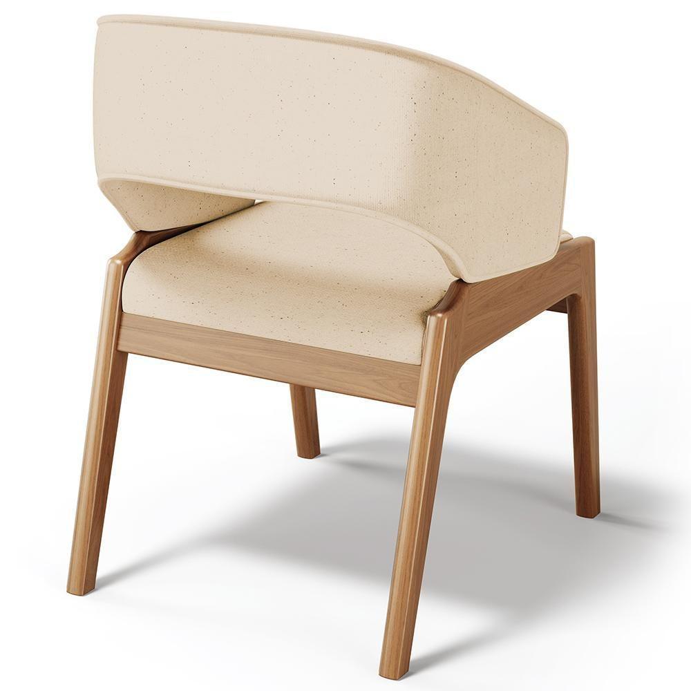 Kit 03 Cadeiras De Jantar E Estar Living Estofada Lince L02 Linho Bege Escuro - 8