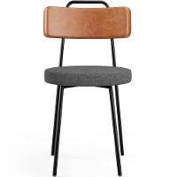 Kit 02 Cadeiras Estofada Sala De Jantar Barcelona L02 Couríssimo Camel Linho Cinza Escuro