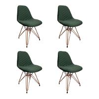 Kit 4 Cadeiras Jantar Estofadas Verde Eiffel Eames Base Cobre - Cor: Verde - 1