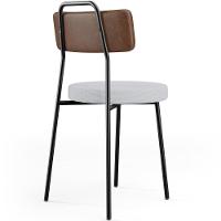 Kit 02 Cadeiras Estofada Para Sala De Jantar Barcelona L02 Couríssimo Marrom Linho Cinza - 2