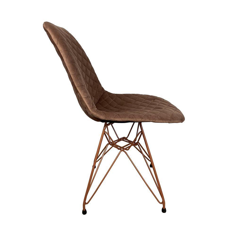 Kit 2 Cadeiras Jantar Estofadas Caramelo Eiffel Eames Base Cobre - Cor: Caramelo - 5