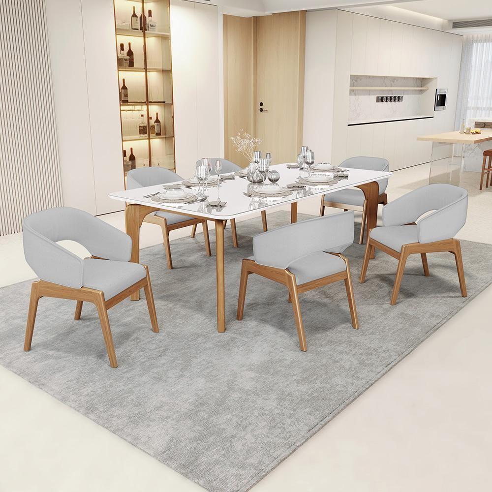 Kit 03 Cadeiras De Jantar E Estar Living Estofada Lince L02 Linho Cinza - 2