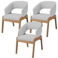 Kit 03 Cadeiras De Jantar E Estar Living Estofada Lince L02 Linho Cinza - 1