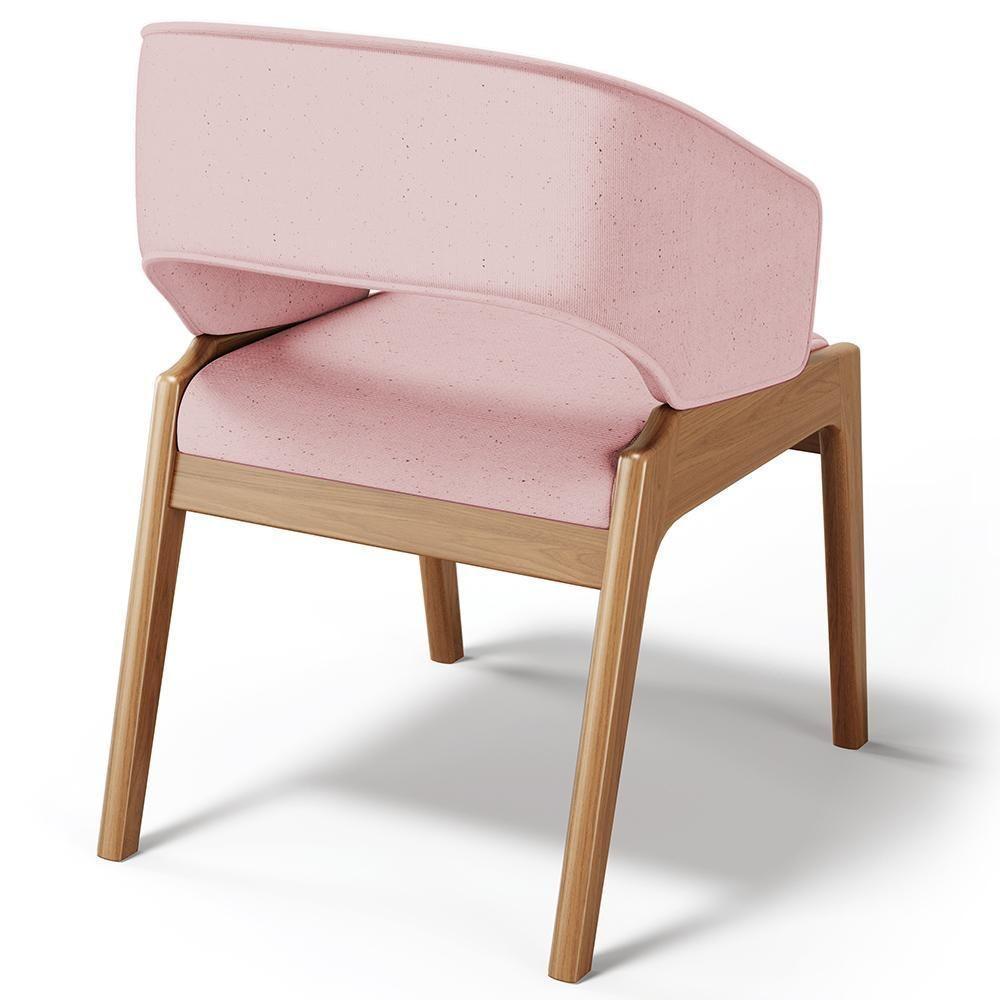 Kit 03 Cadeiras De Jantar E Estar Living Estofada Lince L02 Linho Rosê - 2