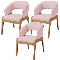 Kit 03 Cadeiras De Jantar E Estar Living Estofada Lince L02 Linho Rosê - 1