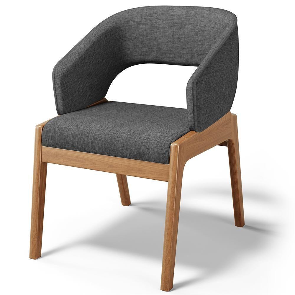 Kit 03 Cadeiras De Jantar E Estar Living Estofada Lince L02 Linho Cinza Escuro - 5