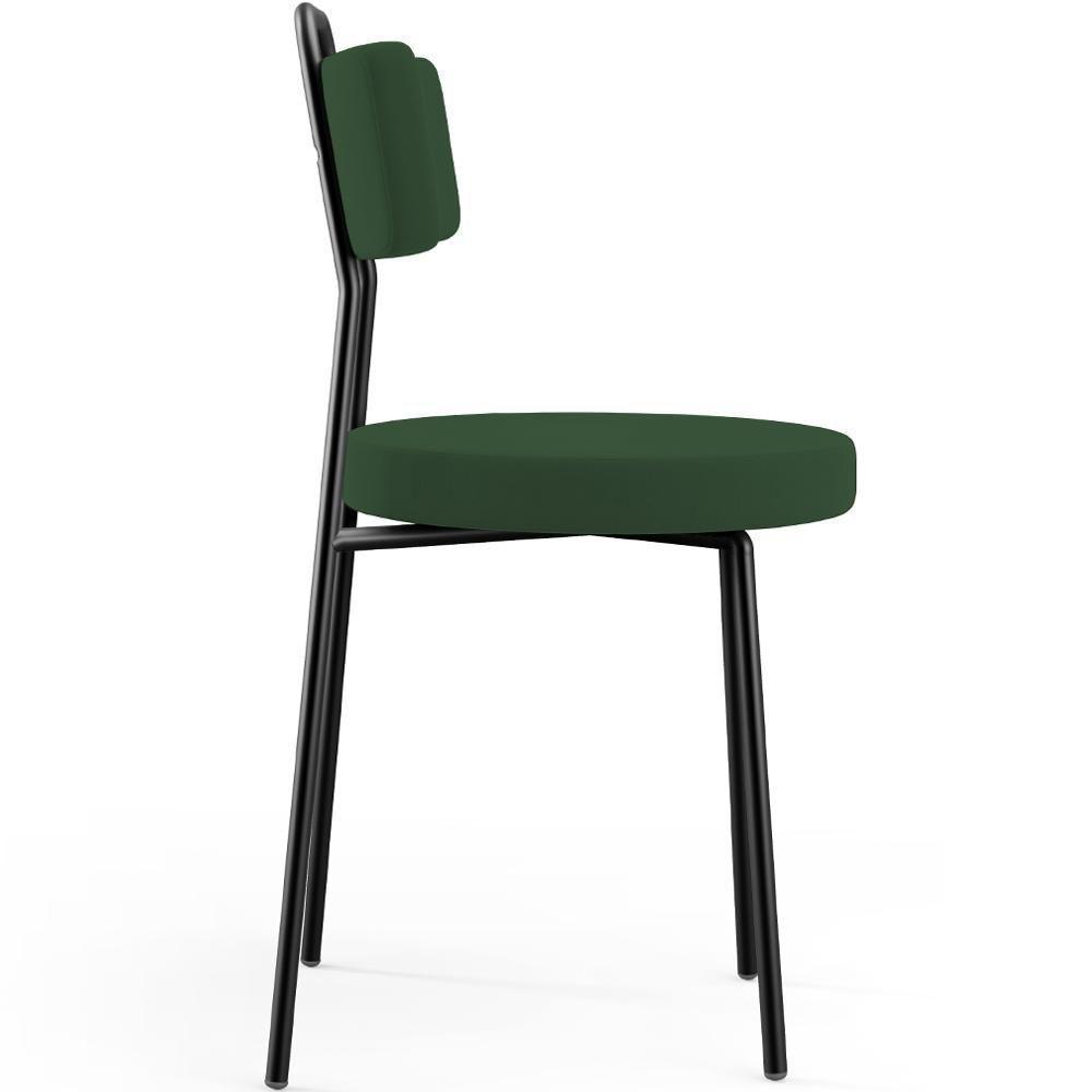 Kit 02 Cadeiras Decorativas Estofada Sala De Jantar Barcelona L02 Suede Verde Musgo - 2