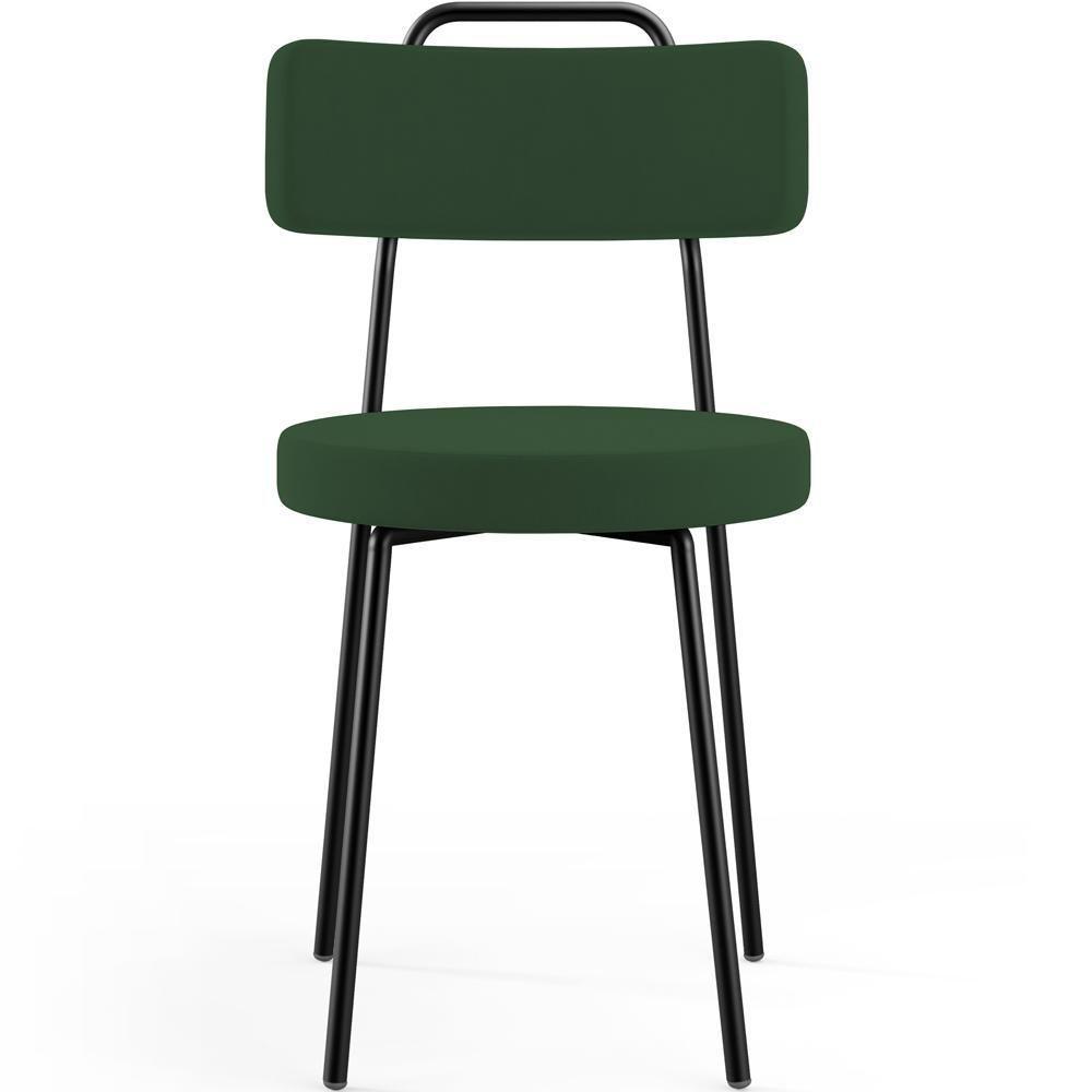 Kit 02 Cadeiras Decorativas Estofada Sala De Jantar Barcelona L02 Suede Verde Musgo - 8