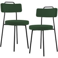 Kit 02 Cadeiras Decorativas Estofada Sala De Jantar Barcelona L02 Suede Verde Musgo - 1