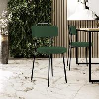 Kit 02 Cadeiras Decorativas Estofada Sala De Jantar Barcelona L02 Suede Verde Musgo