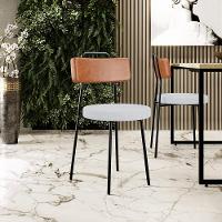 Kit 02 Cadeiras Decorativas Estofada Sala Jantar Barcelona L02 Couríssimo Camel Linho Cinza - 7