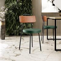 Kit 02 Cadeiras Decorativas Estofada Sala Jantar Barcelona L02 Couríssimo Camel Facto Verde - 8