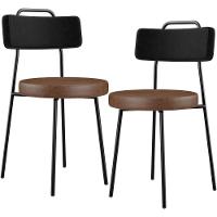 Kit 02 Cadeiras Decorativas Estofada Para Sala Jantar Barcelona L02 Couríssimo Preto Marrom - 1