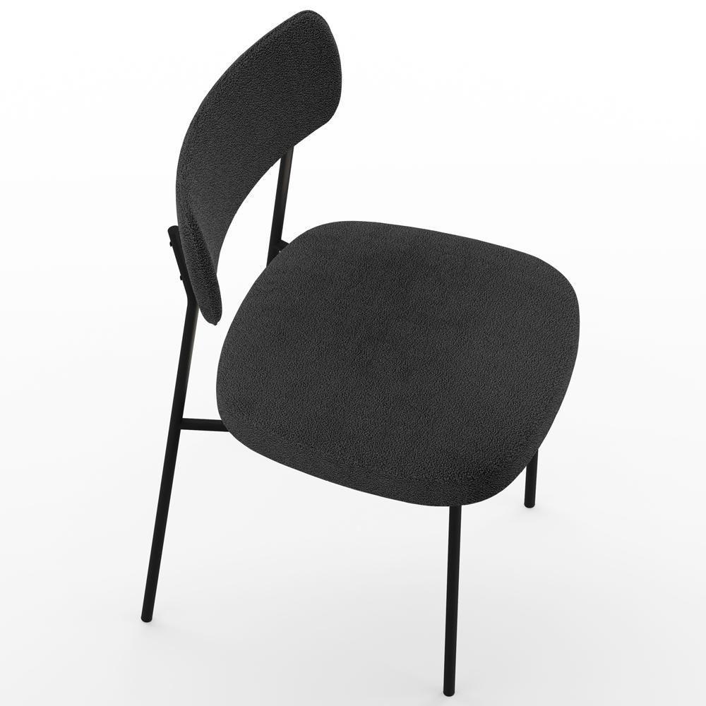 Kit 02 Cadeiras Estofadas Para Sala De Jantar Melina L02 Bouclê Preto - 3