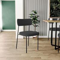 Kit 02 Cadeiras Estofadas Para Sala De Jantar Melina L02 Bouclê Preto