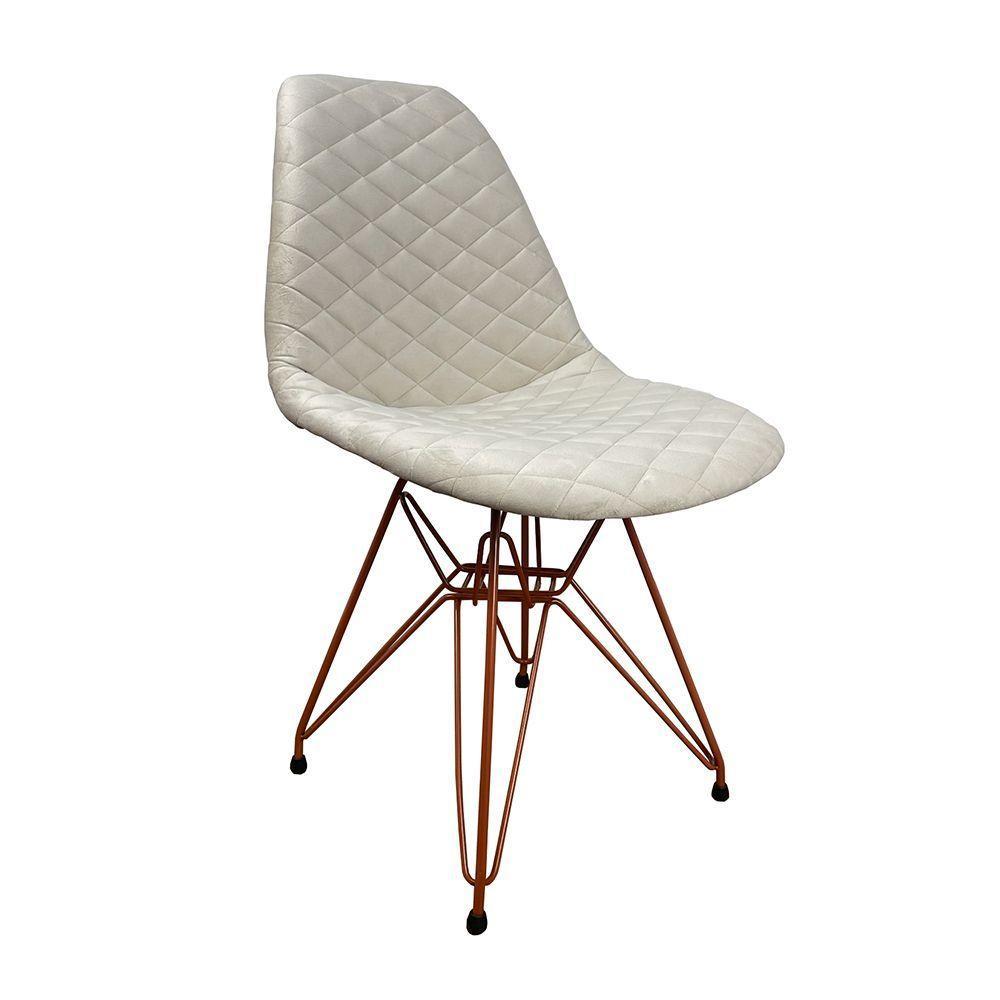 Kit 2 Cadeiras Jantar Estofadas Nude Eiffel Eames Base Cobre - Cor: Nude - 6