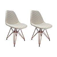 Kit 2 Cadeiras Jantar Estofadas Nude Eiffel Eames Base Cobre - Cor: Nude - 1