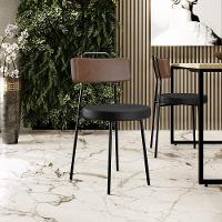 Kit 02 Cadeiras Decorativas Estofada Para Sala De Jantar Barcelona L02 Couríssimo Marrom Preto - 6