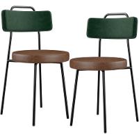 Kit 02 Cadeiras Estofada Para Sala Jantar Barcelona L02 Facto Verde Musgo Couríssimo Marrom - 1