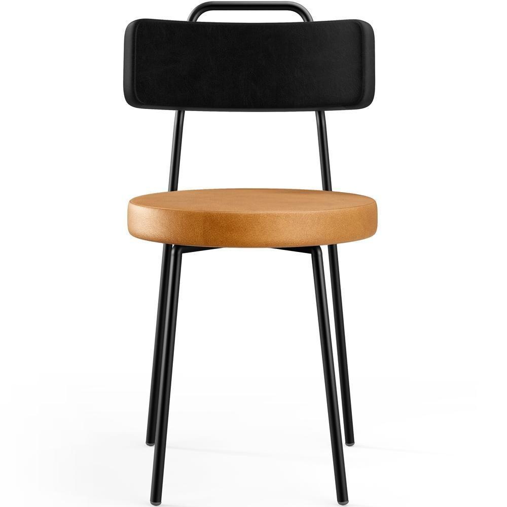 Kit 02 Cadeiras Decorativas Estofada Para Sala Jantar Barcelona L02 Couríssimo Preto Whisky - 4