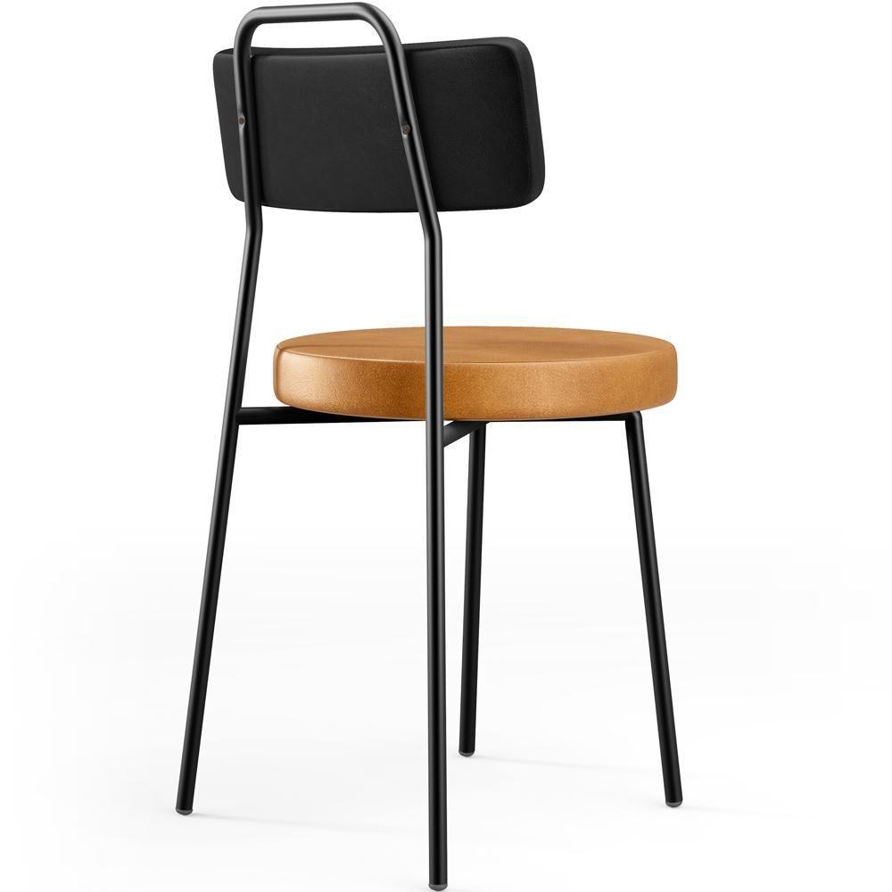 Kit 02 Cadeiras Decorativas Estofada Para Sala Jantar Barcelona L02 Couríssimo Preto Whisky - 6