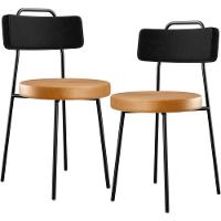 Kit 02 Cadeiras Decorativas Estofada Para Sala Jantar Barcelona L02 Couríssimo Preto Whisky - 1