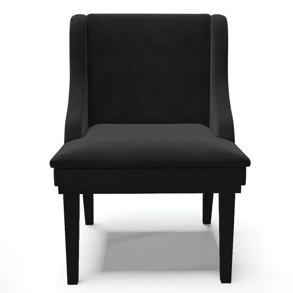 Kit 4 Cadeiras Estofadas Para Sala De Jantar Base Fixa De Madeira Preto Lia Suede Preto - Ibiza - 3