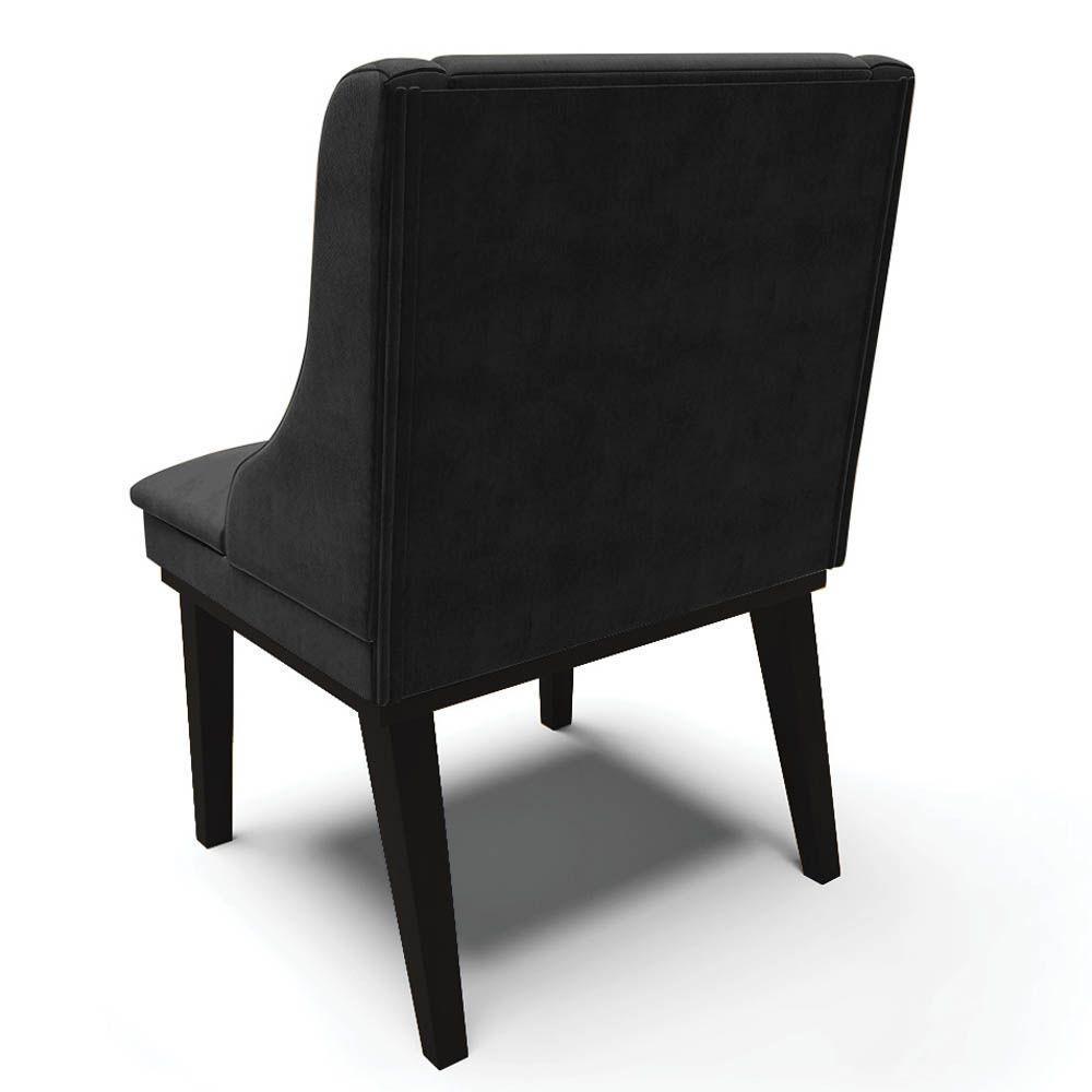 Kit 4 Cadeiras Estofadas Para Sala De Jantar Base Fixa De Madeira Preto Lia Suede Preto - Ibiza - 4