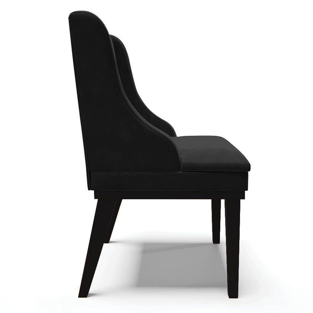 Kit 4 Cadeiras Estofadas Para Sala De Jantar Base Fixa De Madeira Preto Lia Suede Preto - Ibiza - 5