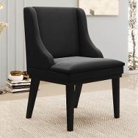 Kit 4 Cadeiras Estofadas Para Sala De Jantar Base Fixa De Madeira Preto Lia Suede Preto - Ibiza - 9