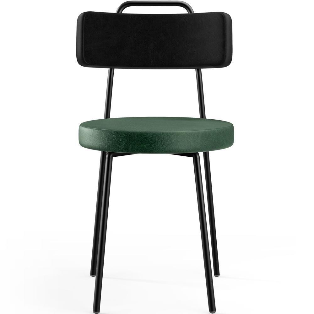 Kit 04 Cadeira Estofada Para Sala Jantar Barcelona L02 Couríssimo Preto Facto Verde Musgo - 3