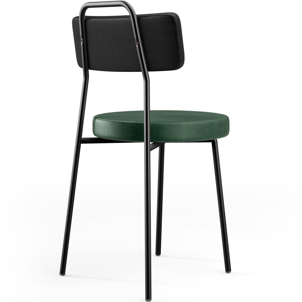 Kit 04 Cadeira Estofada Para Sala Jantar Barcelona L02 Couríssimo Preto Facto Verde Musgo - 5
