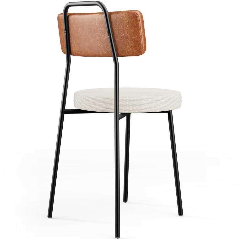 Kit 02 Cadeiras Decorativas Estofada Sala De Jantar Barcelona L02 Couríssimo Camel Linho Cru - 3