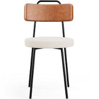 Kit 02 Cadeiras Decorativas Estofada Sala De Jantar Barcelona L02 Couríssimo Camel Linho Cru