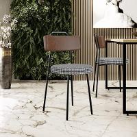 Kit 02 Cadeiras Decorativas Estofada Sala Jantar Barcelona L02 Couríssimo Marrom Pied Poule