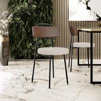 Kit 02 Cadeiras Decorativas Estofada Sala Jantar Barcelona L02 Couríssimo Marrom Linho Bege