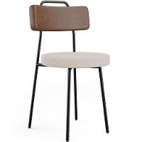 Kit 02 Cadeiras Decorativas Estofada Sala Jantar Barcelona L02 Couríssimo Marrom Linho Bege - 5