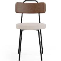 Kit 02 Cadeiras Decorativas Estofada Sala Jantar Barcelona L02 Couríssimo Marrom Linho Bege - 6