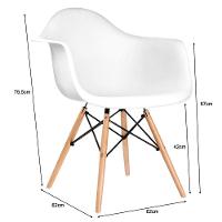 Kit 2 Cadeiras Eames Eifflel Com Braço Daw De Madeira Com Assento Branco - Cor: Branco - 2