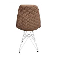 Kit 2 Cadeiras Jantar Estofadas Caramelo Eiffel Eames Base Ferro Branco - Cor: Caramelo - 3