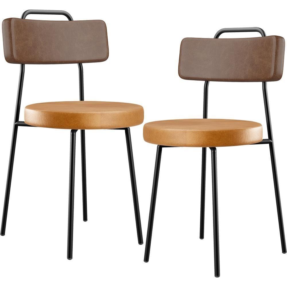 Kit 02 Cadeiras Decorativas Estofada Para Sala Jantar Barcelona L02 Couríssimo Marrom Whisky - 1