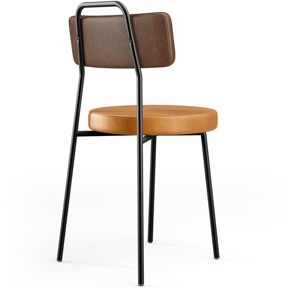 Kit 02 Cadeiras Decorativas Estofada Para Sala Jantar Barcelona L02 Couríssimo Marrom Whisky - 8